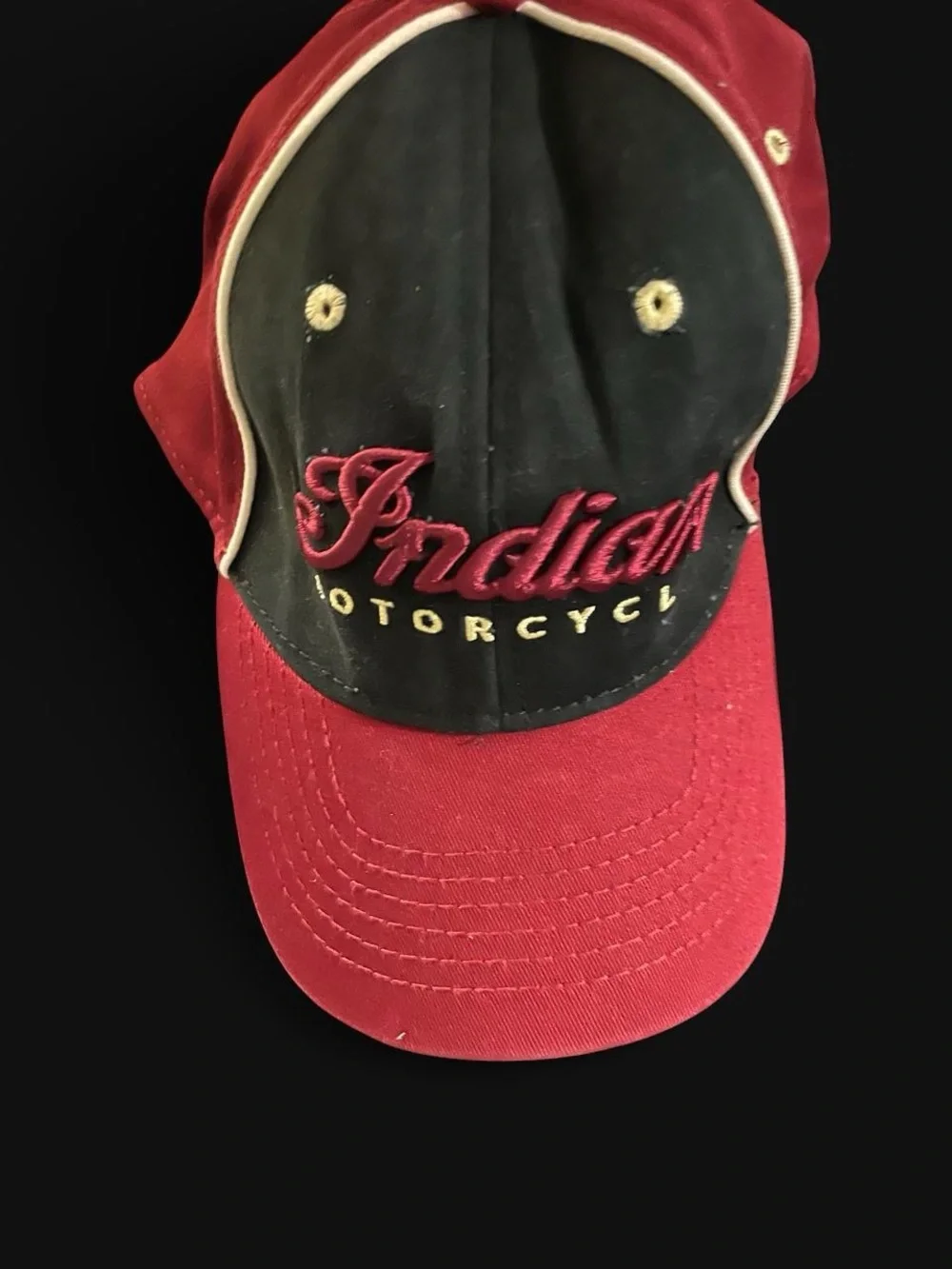 Indiana Glass Red and Black Embroidered Motorcycle Cap